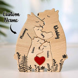 Custom Name Wooden Heart Bear Puzzle – Personalized Family Gift