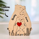 Custom Name Wooden Heart Bear Puzzle – Personalized Family Gift