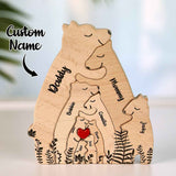 Custom Name Wooden Heart Bear Puzzle – Personalized Family Gift