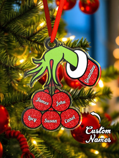 Personalised Christmas Acrylic Ornament with Family Name - Festive Tree Decoration Gift