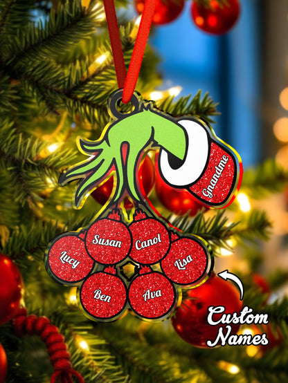 Personalised Christmas Acrylic Ornament with Family Name - Festive Tree Decoration Gift