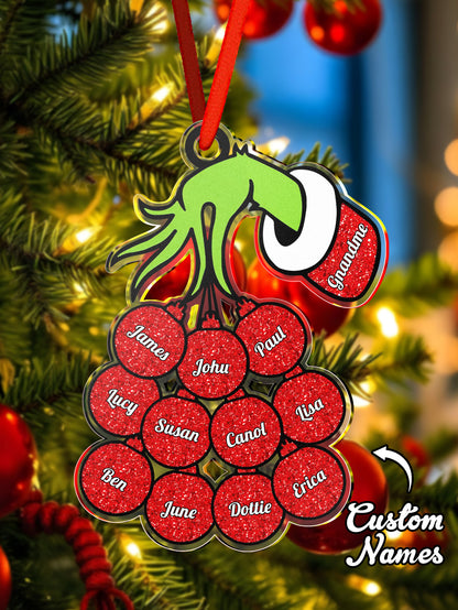 Personalised Christmas Acrylic Ornament with Family Name - Festive Tree Decoration Gift