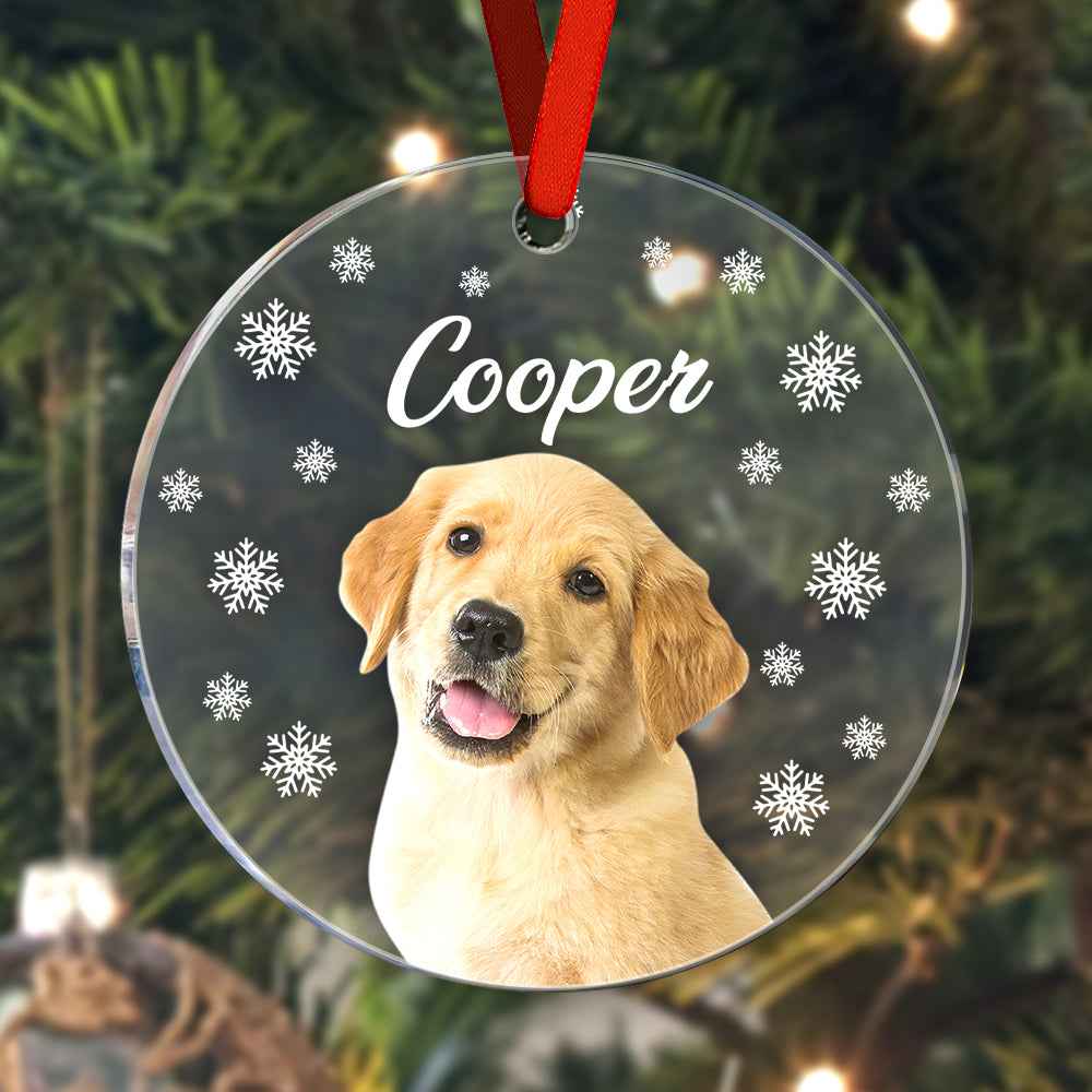 Personalized Photo Ornament with Name Christmas Pet Ornament Gift for Pet Lovers