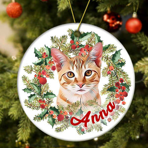 Personalized Pet Photo Christmas Ornament with Name Pet Ornament Gifts for Pet Lovers