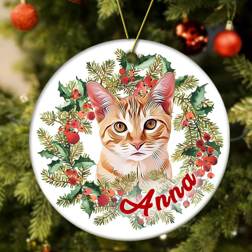 Personalized Pet Photo Christmas Ornament with Name Pet Ornament Gifts for Pet Lovers