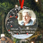 Side profile showing the clear acrylic thickness of 3.5in (8.9cm) personalised ornament, durable memorial keepsake
