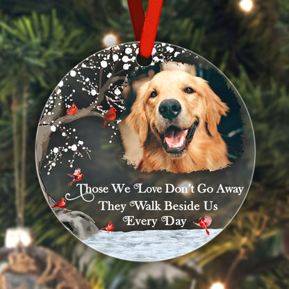 Personalised photo ornament with optional custom text on clear acrylic, thoughtful memorial gift for grandparents or parents