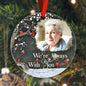 Scale view of 3.5in (8.9cm) personalised acrylic memorial ornament to show size and proportions for gifting