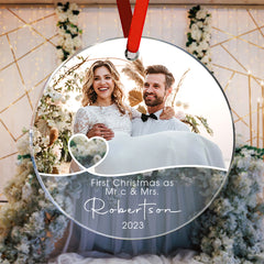 Personalised First Christmas Ornament with Photo - Custom Couples Keepsake