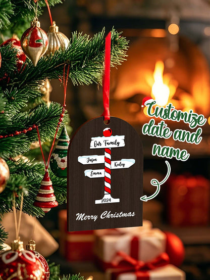 Personalised Family Name Christmas Ornament - Custom Wooden Keepsake