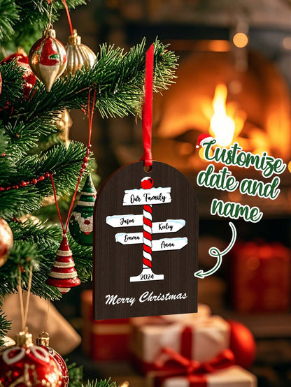 Personalised Family Name Christmas Ornament - Custom Wooden Keepsake