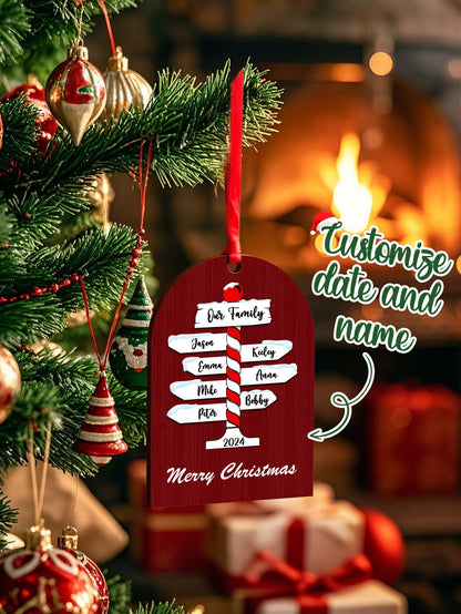 Personalised Family Name Christmas Ornament - Custom Wooden Keepsake