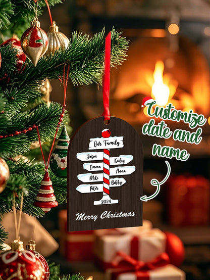 Personalised Family Name Christmas Ornament - Custom Wooden Keepsake