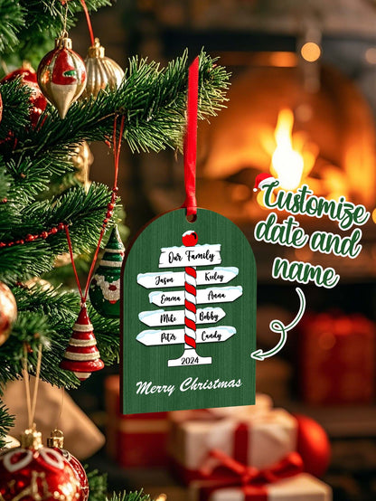 Personalised Family Name Christmas Ornament - Custom Wooden Keepsake