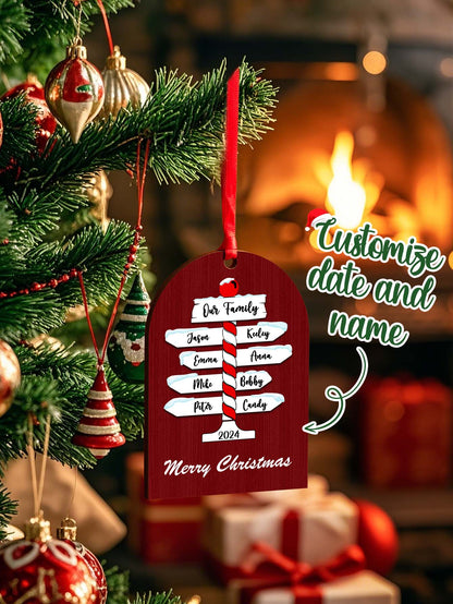 Personalised Family Name Christmas Ornament - Custom Wooden Keepsake