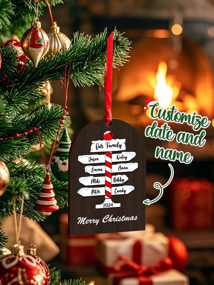Personalised Family Name Christmas Ornament - Custom Wooden Keepsake