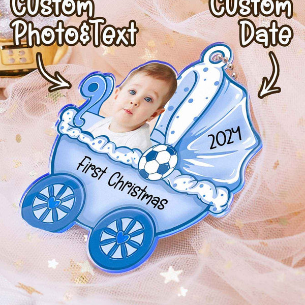 Personalized Baby's Carriage Ornament Photo Christmas Ornament Gift for Baby