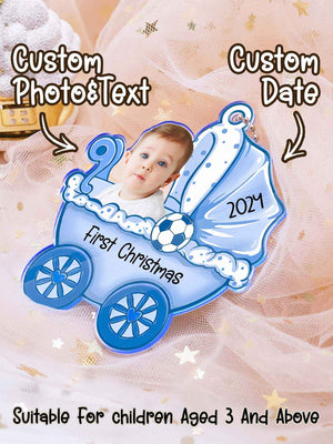 Personalized Baby's Carriage Ornament Photo Christmas Ornament Gift for Baby