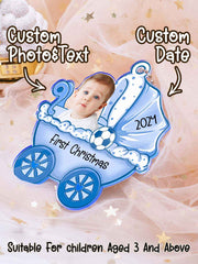 Personalized Baby's Carriage Ornament Photo Christmas Ornament Gift for Baby