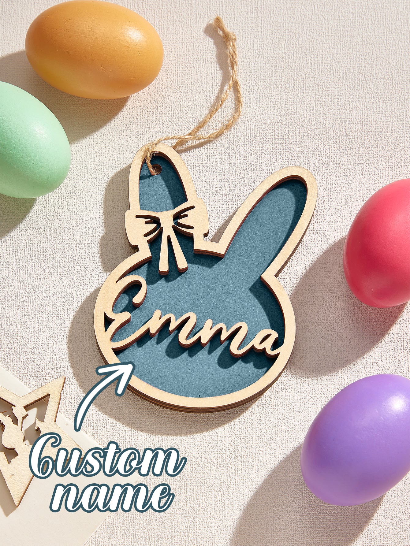Personalised Rabbit Wooden Ornaments with Name - Unique Easter Gift for Children