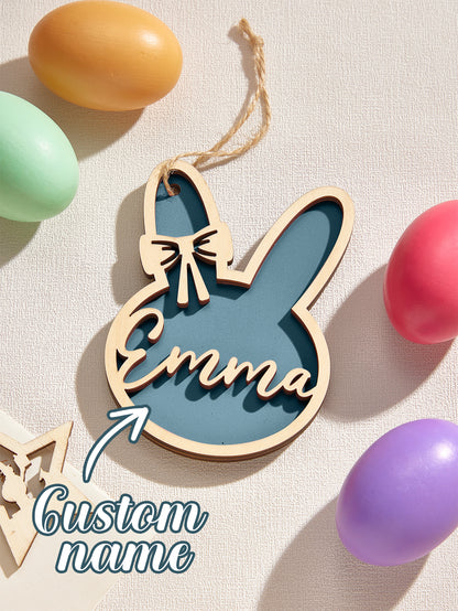 Personalised Rabbit Wooden Ornaments with Name - Unique Easter Gift for Children