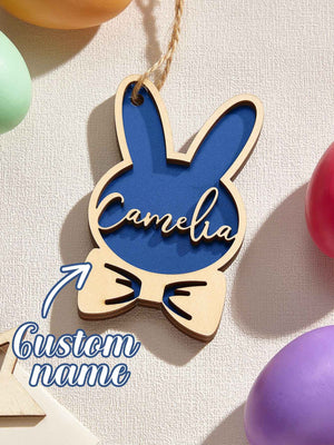 Personalized Rabbit Ornaments with Name Wooden Bunny Ornament Easter Gift for Kids
