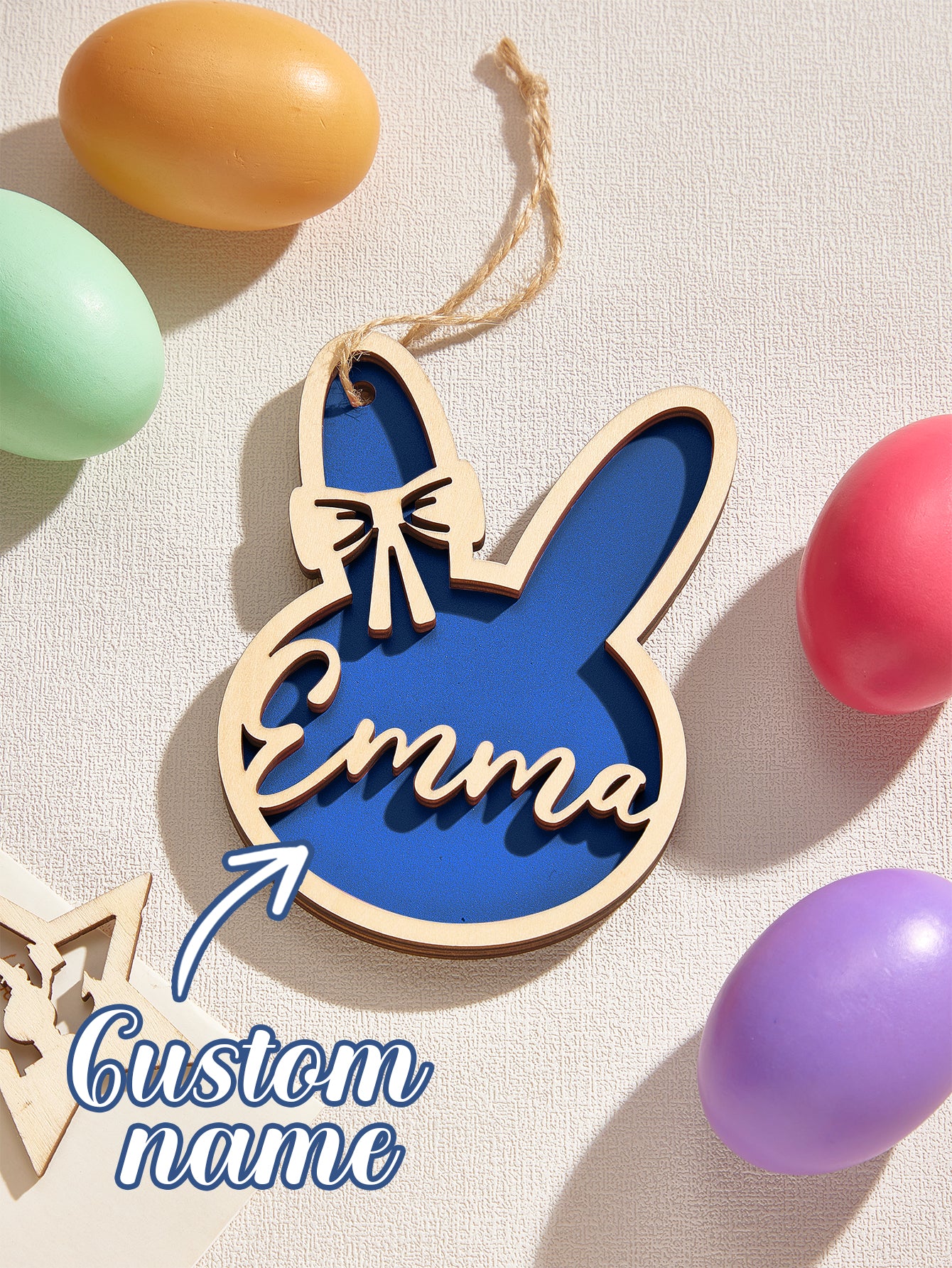 Personalised Rabbit Wooden Ornaments with Name - Unique Easter Gift for Children