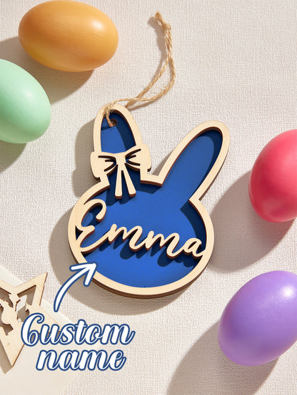 Personalised Rabbit Wooden Ornaments with Name - Unique Easter Gift for Children