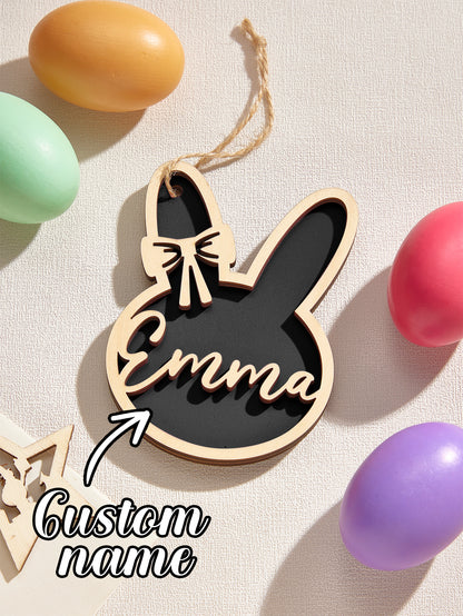 Personalised Rabbit Wooden Ornaments with Name - Unique Easter Gift for Children