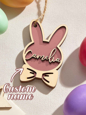 Personalized Rabbit Ornaments with Name Wooden Bunny Ornament Easter Gift for Kids