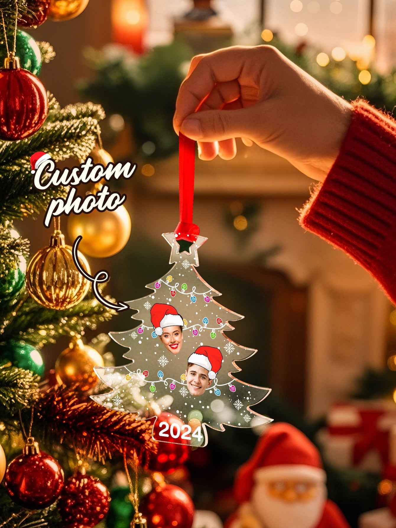 Personalized Family Photo Christmas Tree Ornament Christmas Decorate Gift for Family