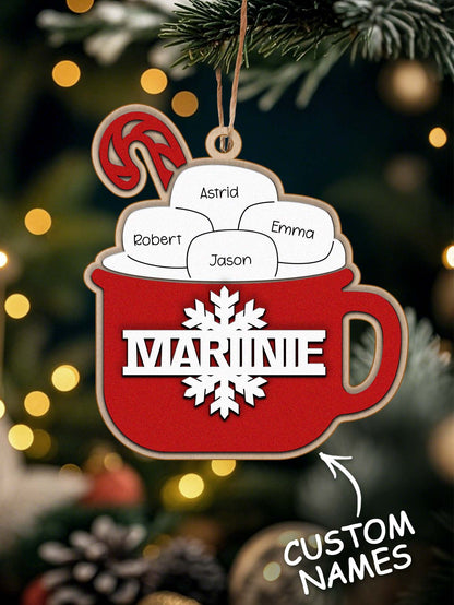 Personalised Family Hot Cocoa Ornament - Custom Name Christmas Decoration