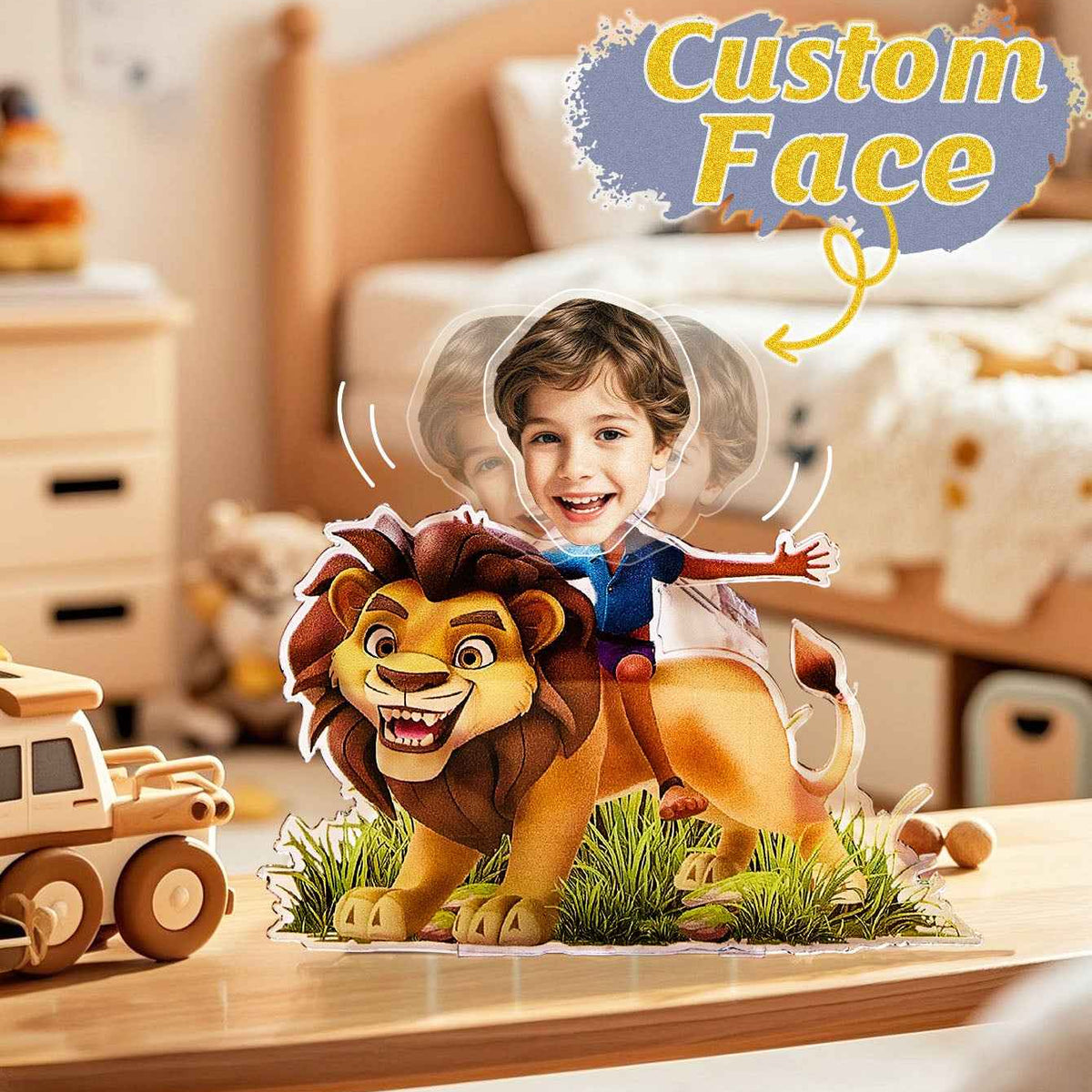 Personalized Face Kids and Animal Shaking Head Standee Gift for Kids
