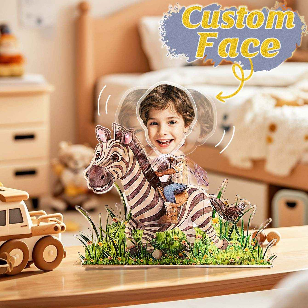 Personalized Face Kids and Animal Shaking Head Standee Gift for Kids