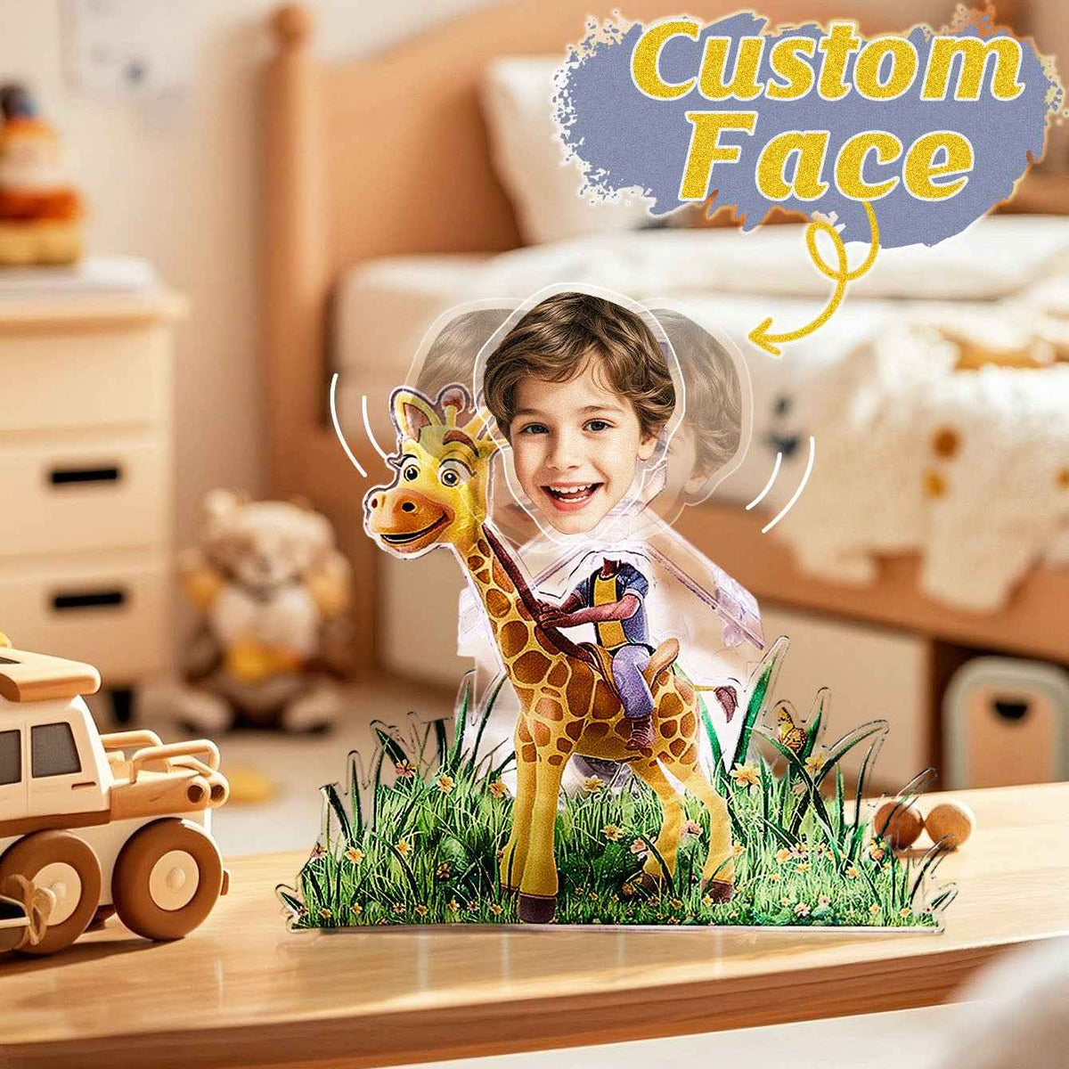 Personalized Face Kids and Animal Shaking Head Standee Gift for Kids