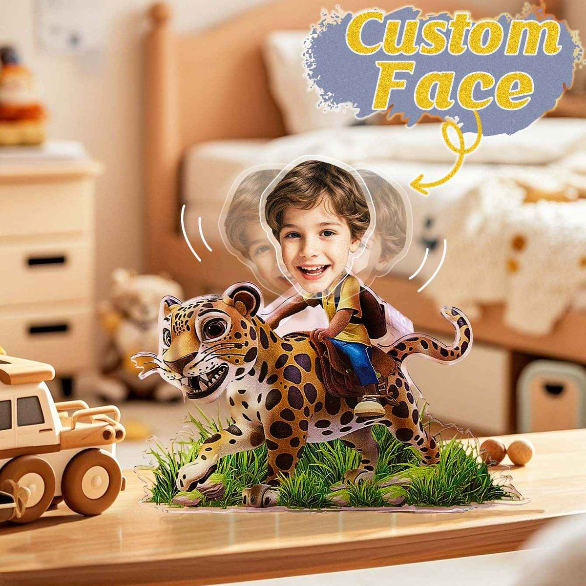 Personalized Face Kids and Animal Shaking Head Standee Gift for Kids