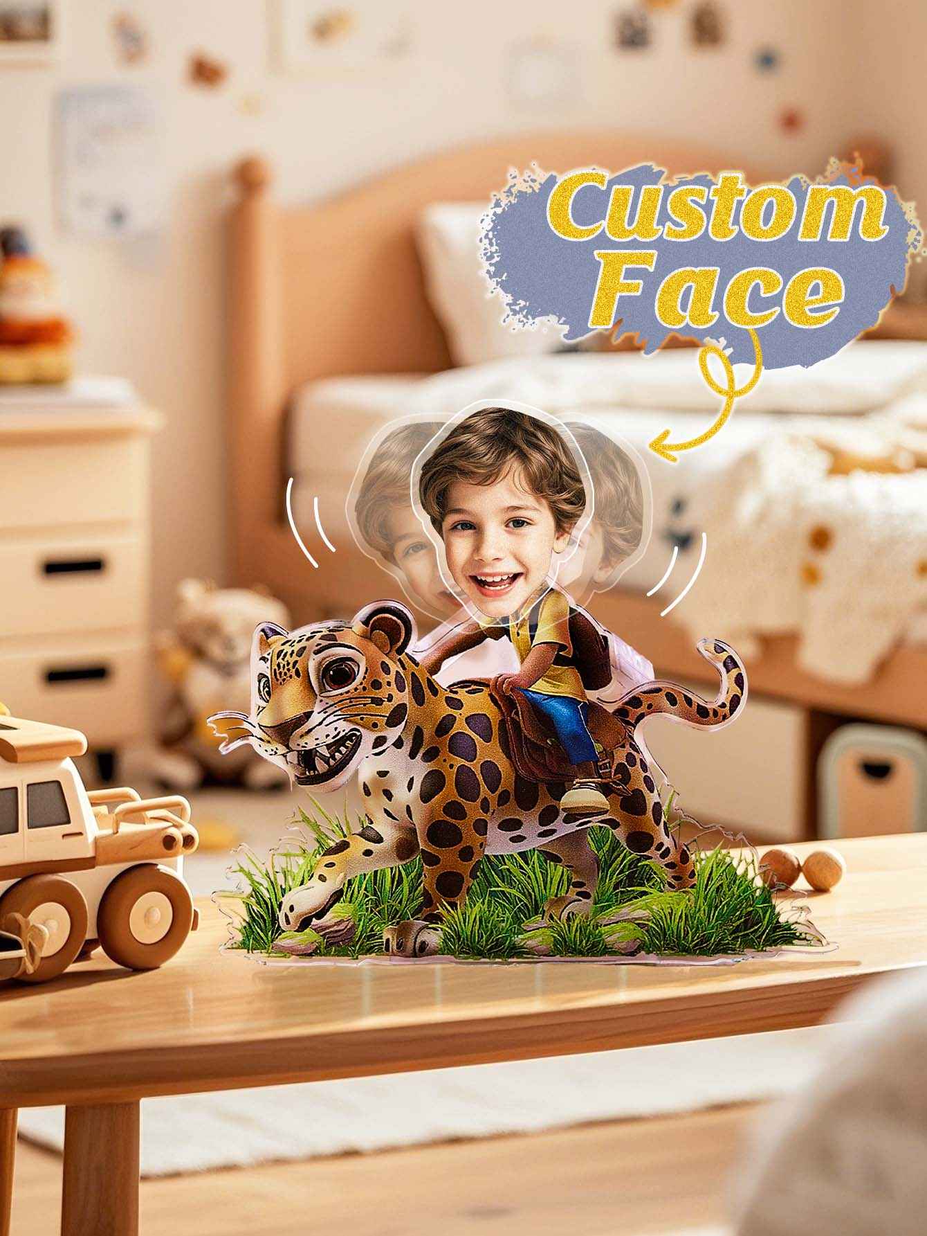 Personalized Face Kids and Animal Shaking Head Standee Gift for Kids