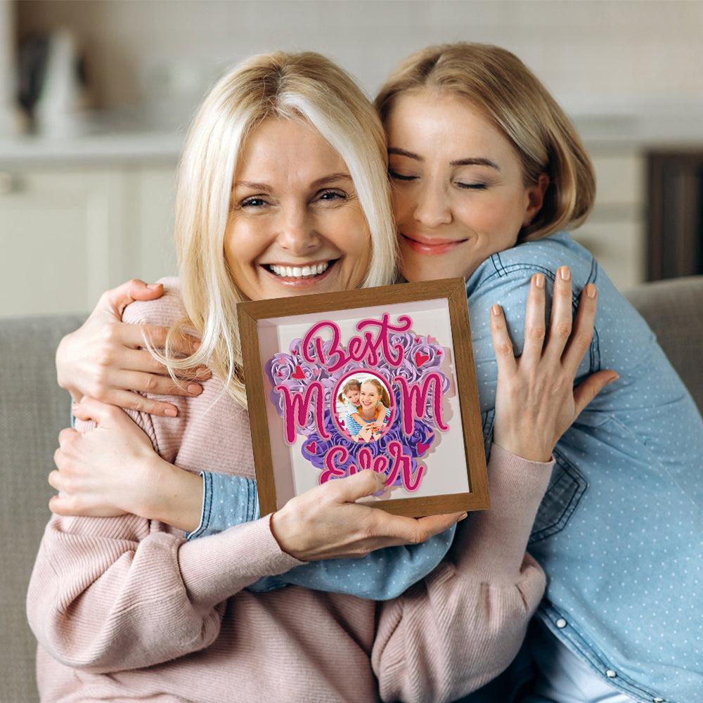 Personalised Flower Photo Shadow Box - Unique Mother's Day Gift UK