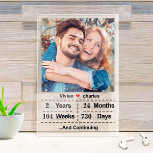 Personalised Photo Acrylic Plaque Custom Name Anniversary Gift for Love