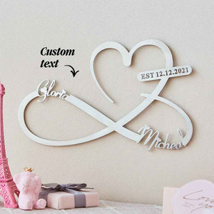 Custom Text Love Infinity Wedding Metal Sign Personalized Names and Date Home Wall Decoration