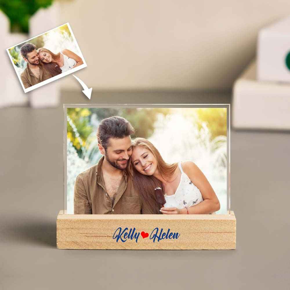 Custom Photo Acrylic Wooden Base Decor Gift for Her