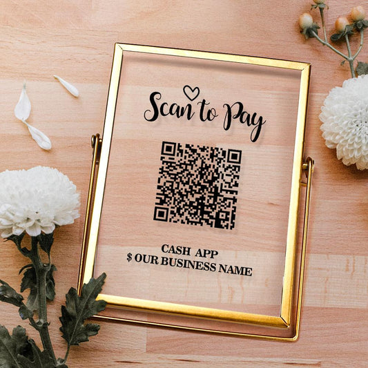 Branded QR code sign for CashApp and PayPal payments, customisable with your logo and colours.
