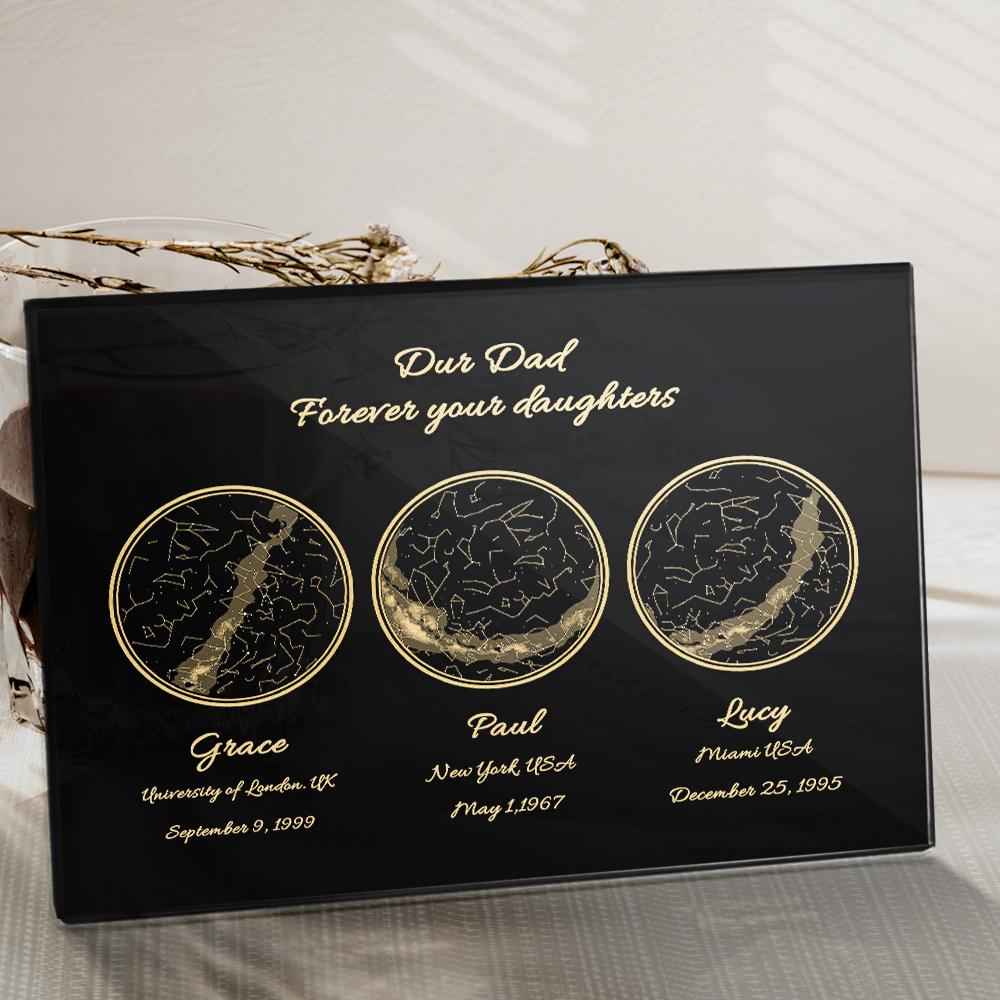 Personalized 3 locations Custom Night Sky Creative Gift Ideas for Dad