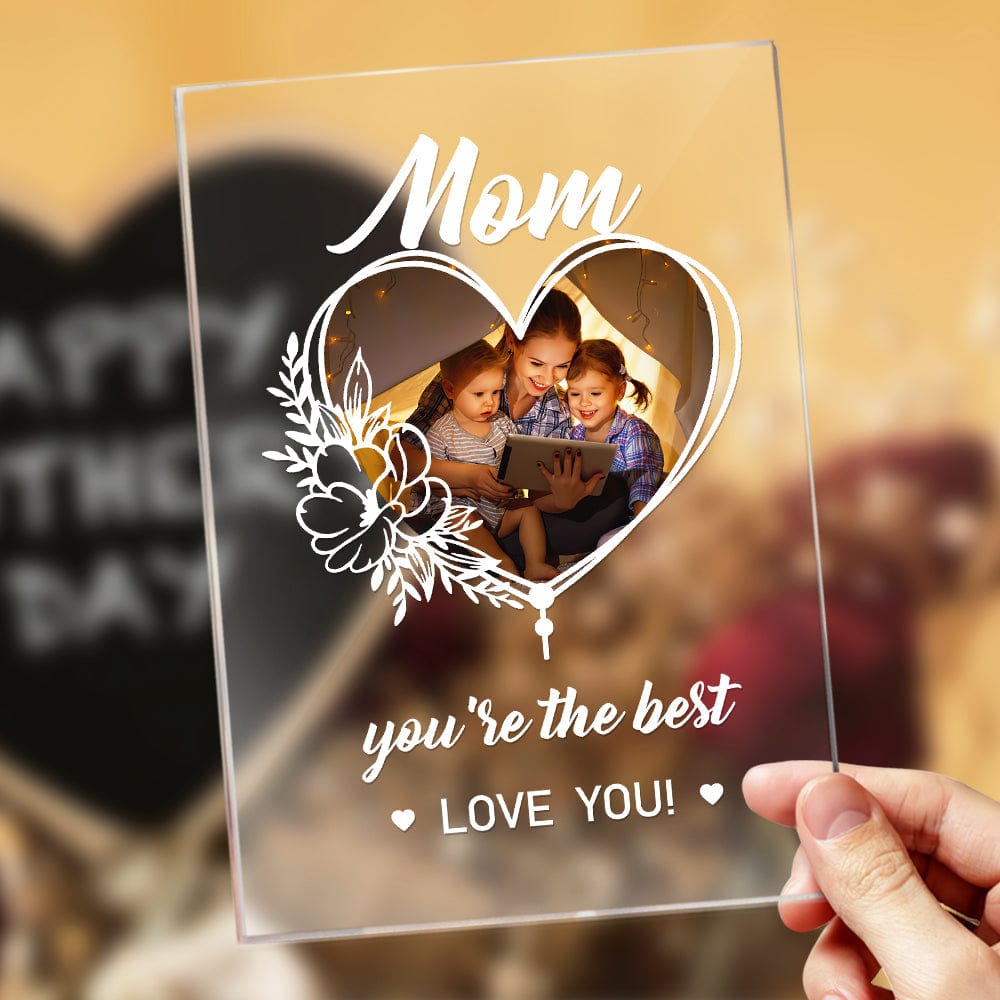 Personalised Photo Night Light Desk Lamp | Custom Acrylic Gift for Mum