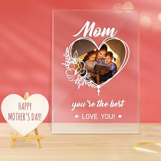 Personalised Photo Night Light Desk Lamp | Custom Acrylic Gift for Mum