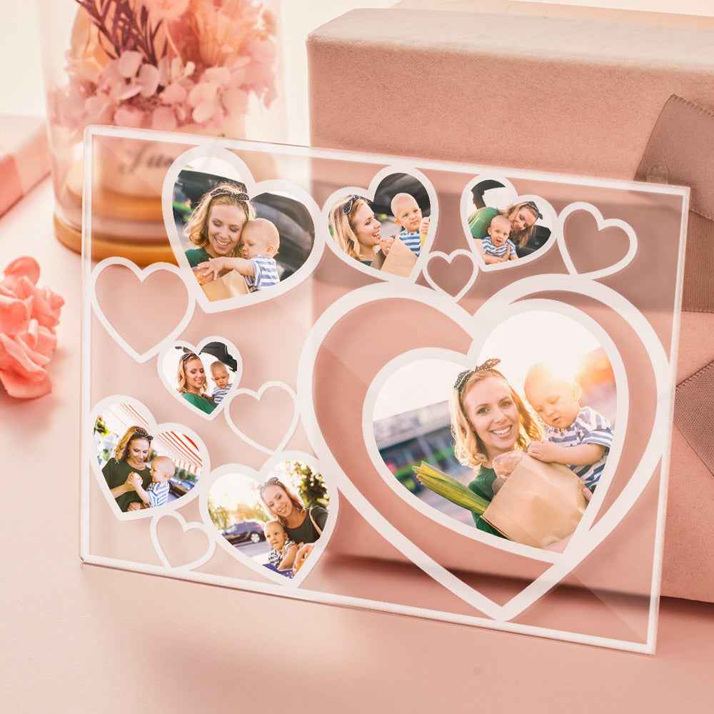 Love Heart Custom Photo Black Lamp Multiphotos Night Light