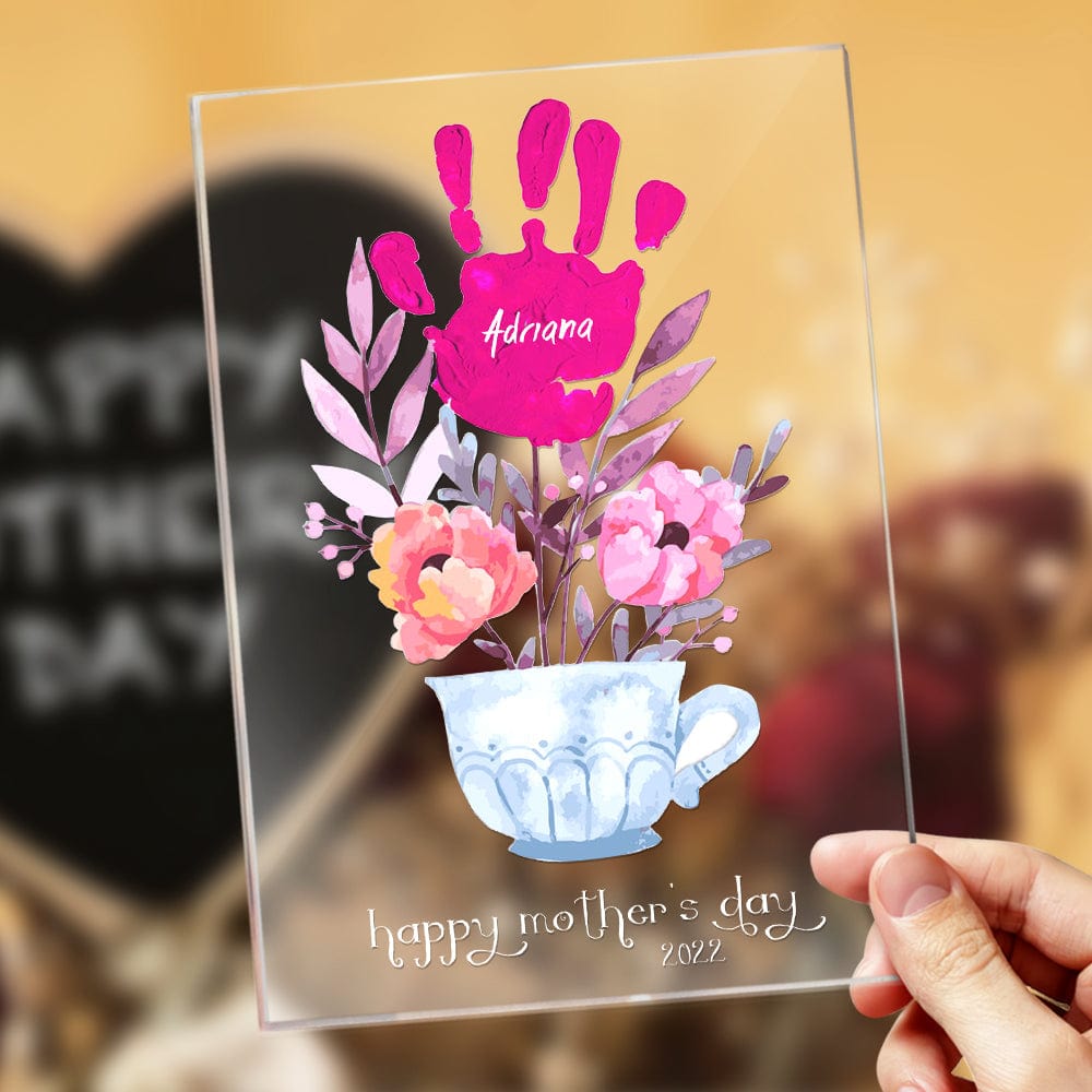 Personalised Name & Date Night Light with Handprint - Custom Mother's Day Gift Lamp