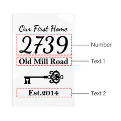 Personalised 'Our First Home' Acrylic Plaque with House Number - Custom Desk Decoration