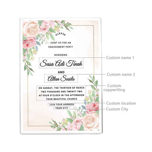 Custom Printed Name Text Clear Acrylic Plaque Engagement Party Invitation Ornament