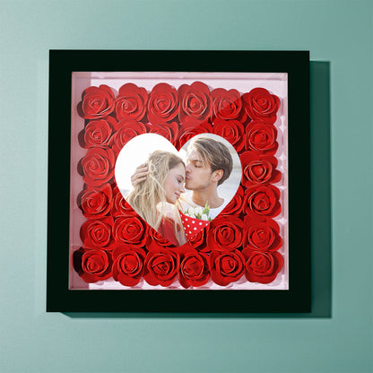 Personalised Heart Flower Shadow Box Frame - Custom Photo Gift